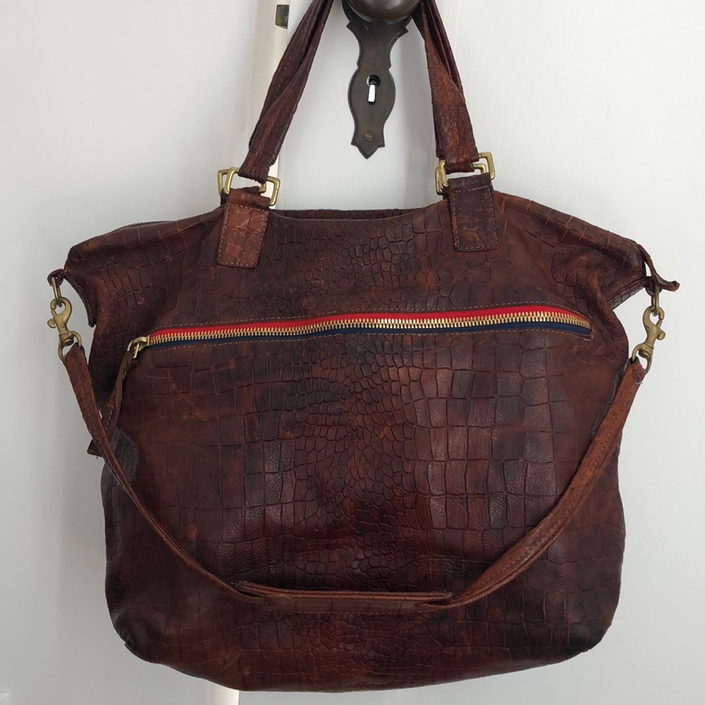 Clare Vivier Crocodile Embossed Satchel